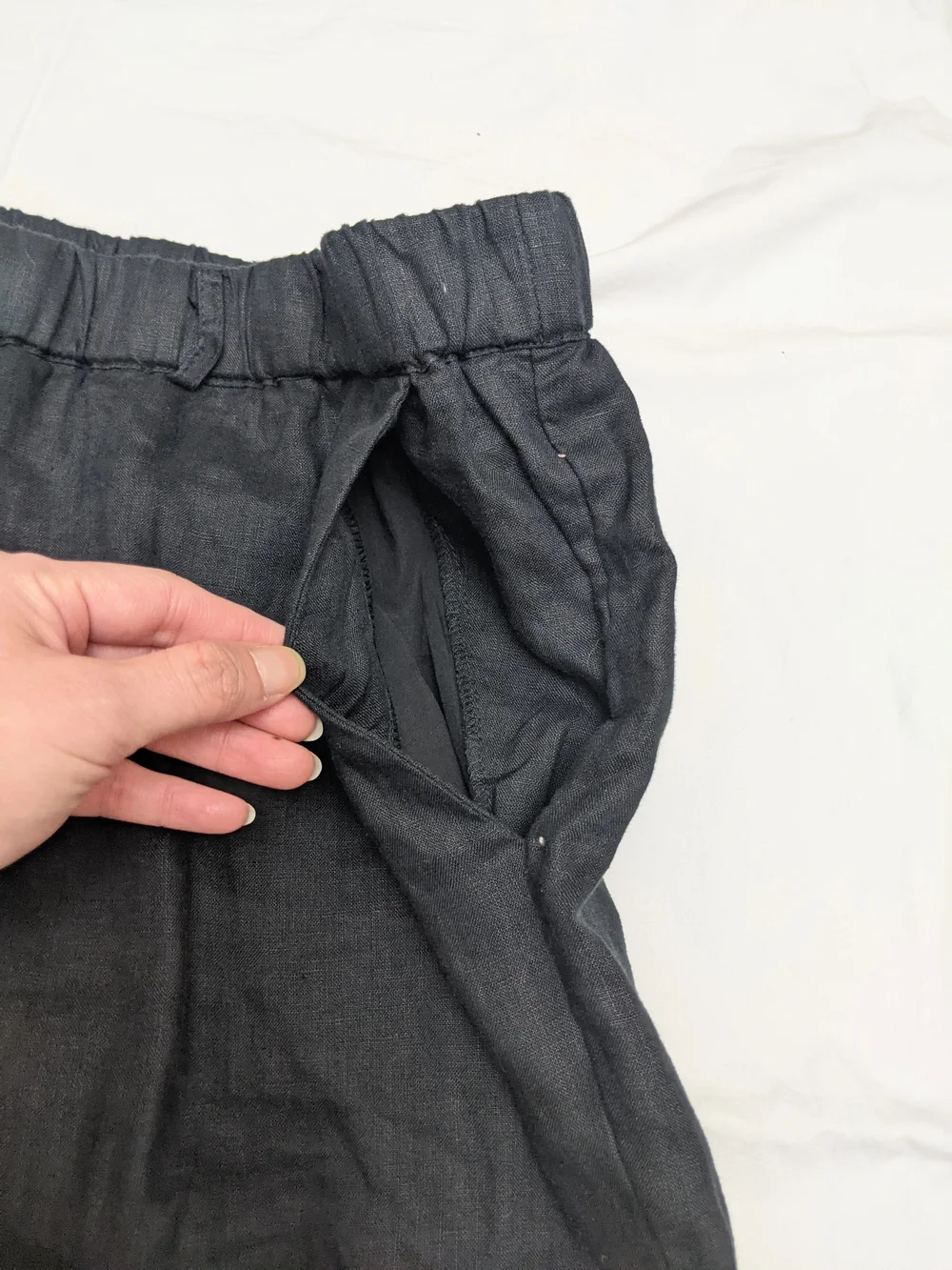 Quince 100% European Linen Black Wide-Leg Women's Pants Size XL